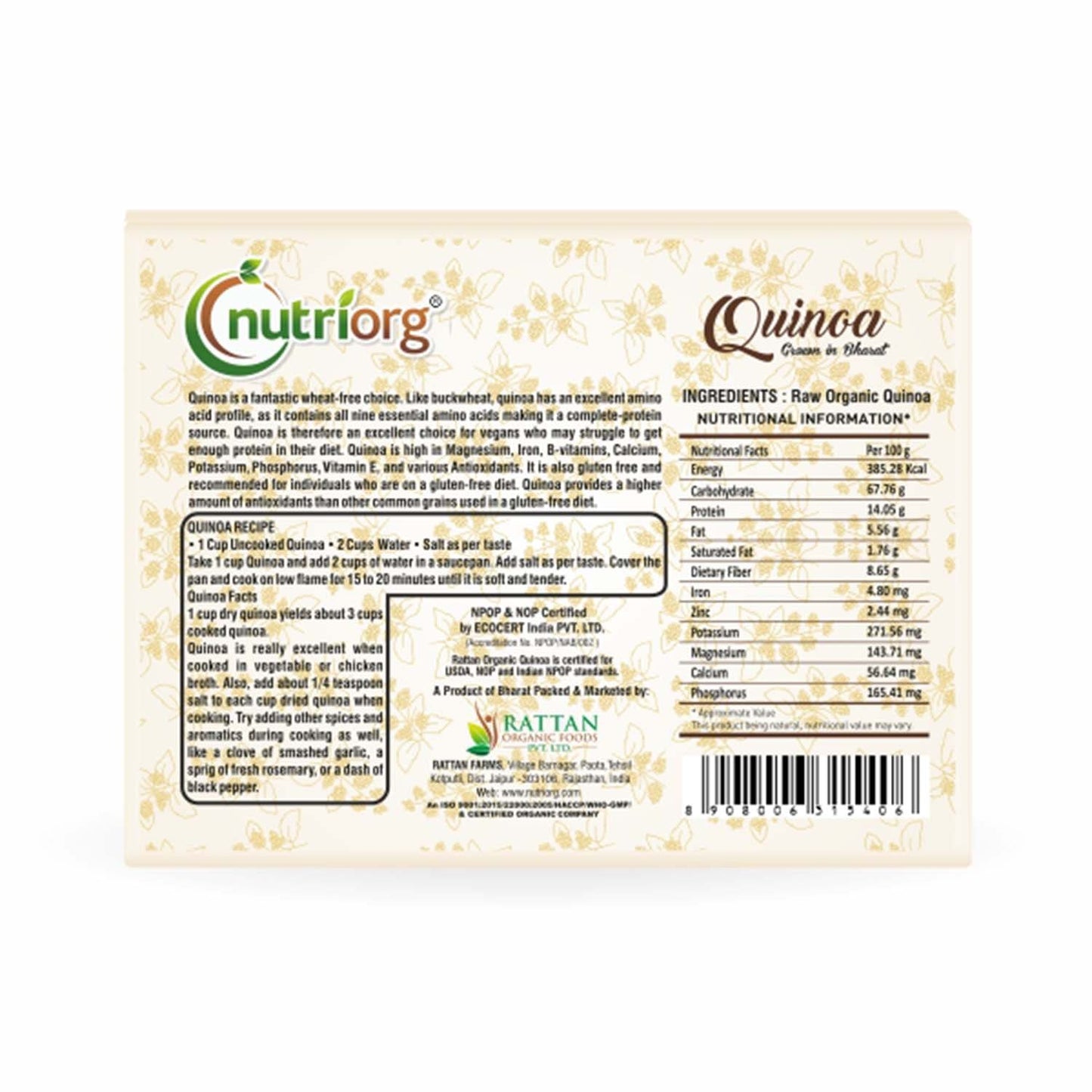 Nutriorg Certified Organic Quinoa 250g