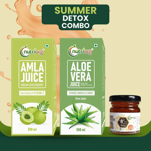 Summer Detox Combo (Amla Juice 500ml, Aloe vera Juice 500ml, Free Honey 50g)