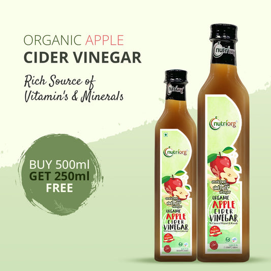 Nutriorg Certified Organic Apple Cider Vinegar 500ml + 250 ml Combo