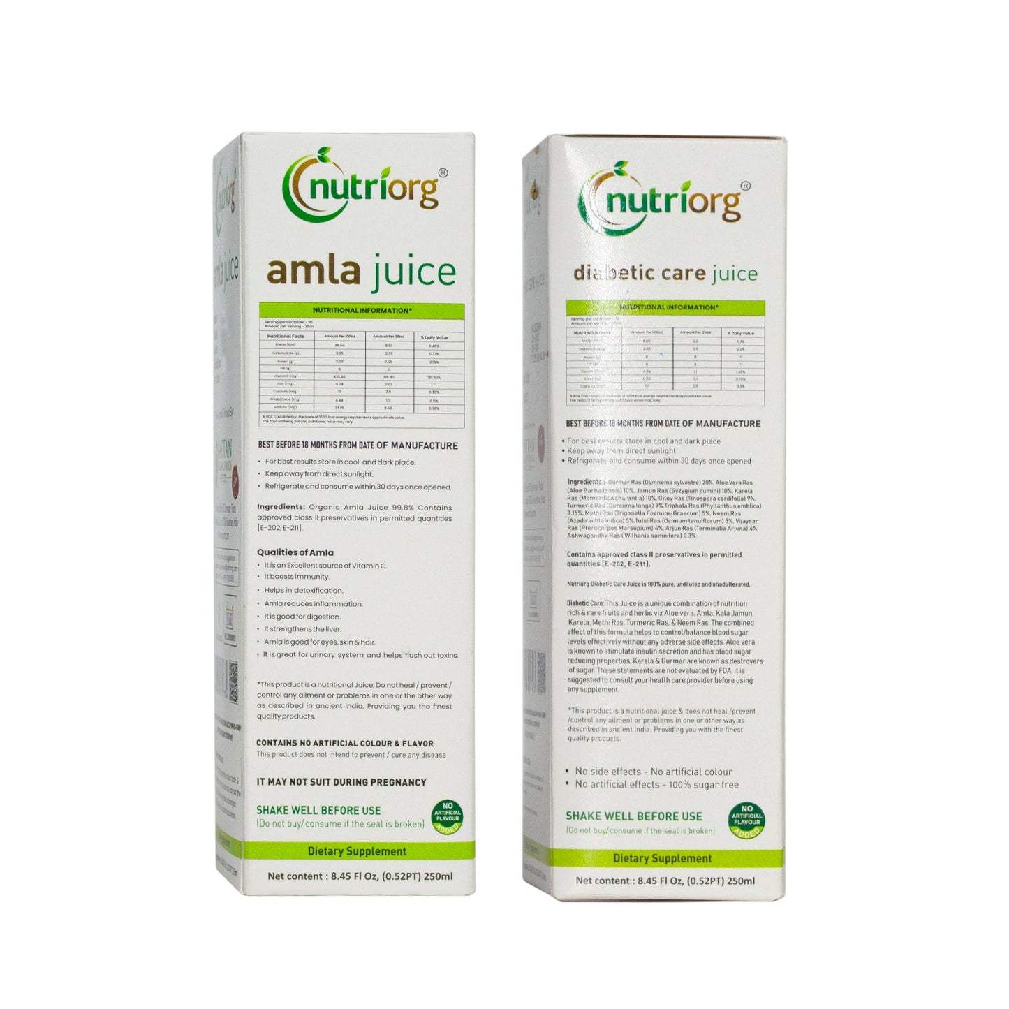 Nutriorg Diabetic & Amla Juice 500ml (Pack of 2*250ml)