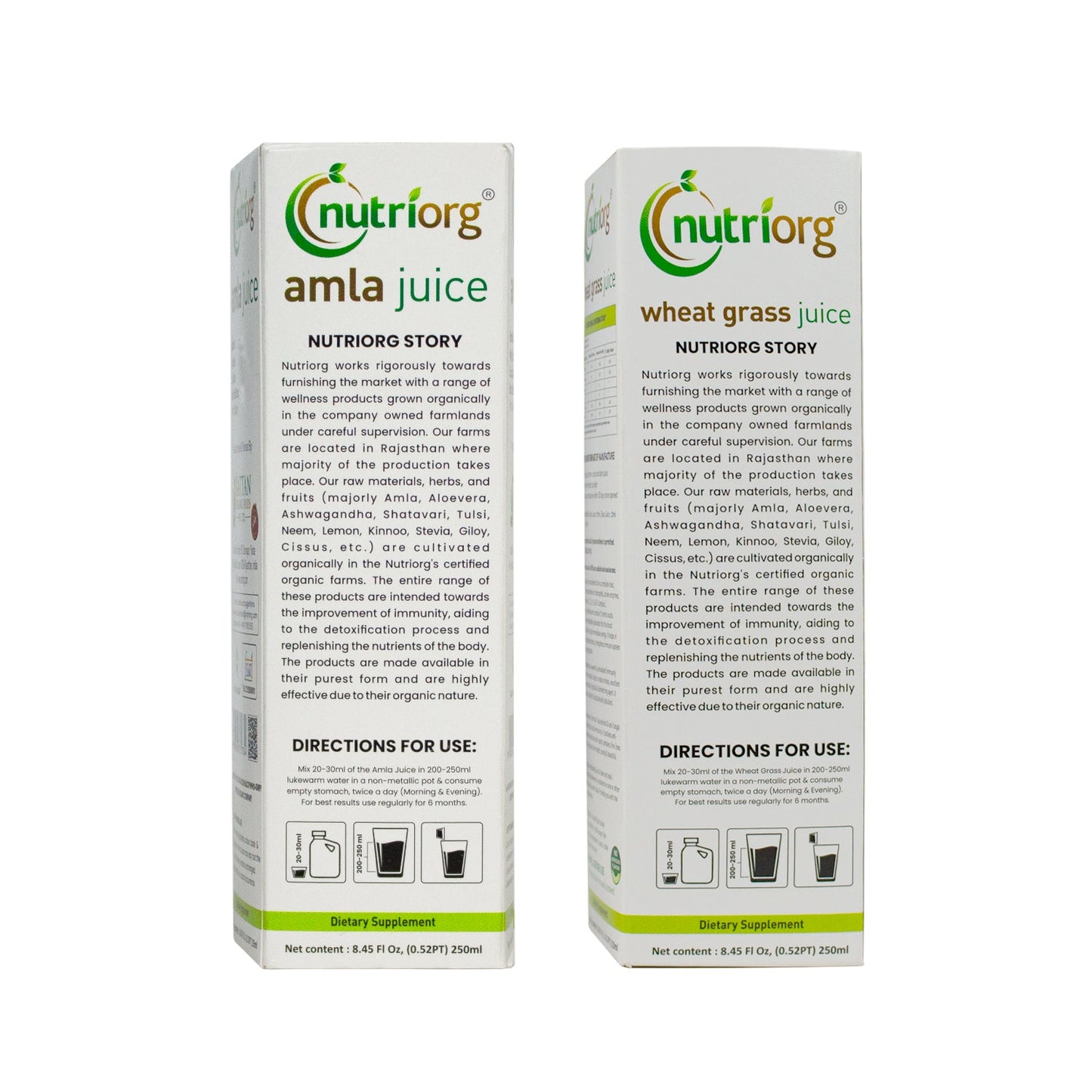 Nutriorg Amla & Wheatgrass Juice 500ml (Pack of 2*250ml)