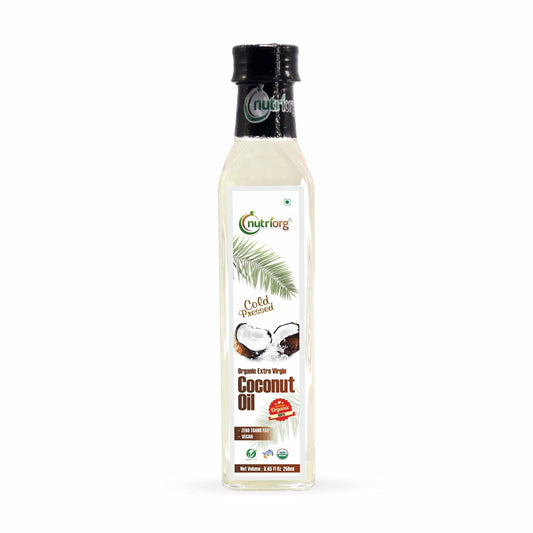 Nutriorg Certified Organic Extra Virgin Coconut Oil 250 ml | Wooden Cold-Pressed Oil