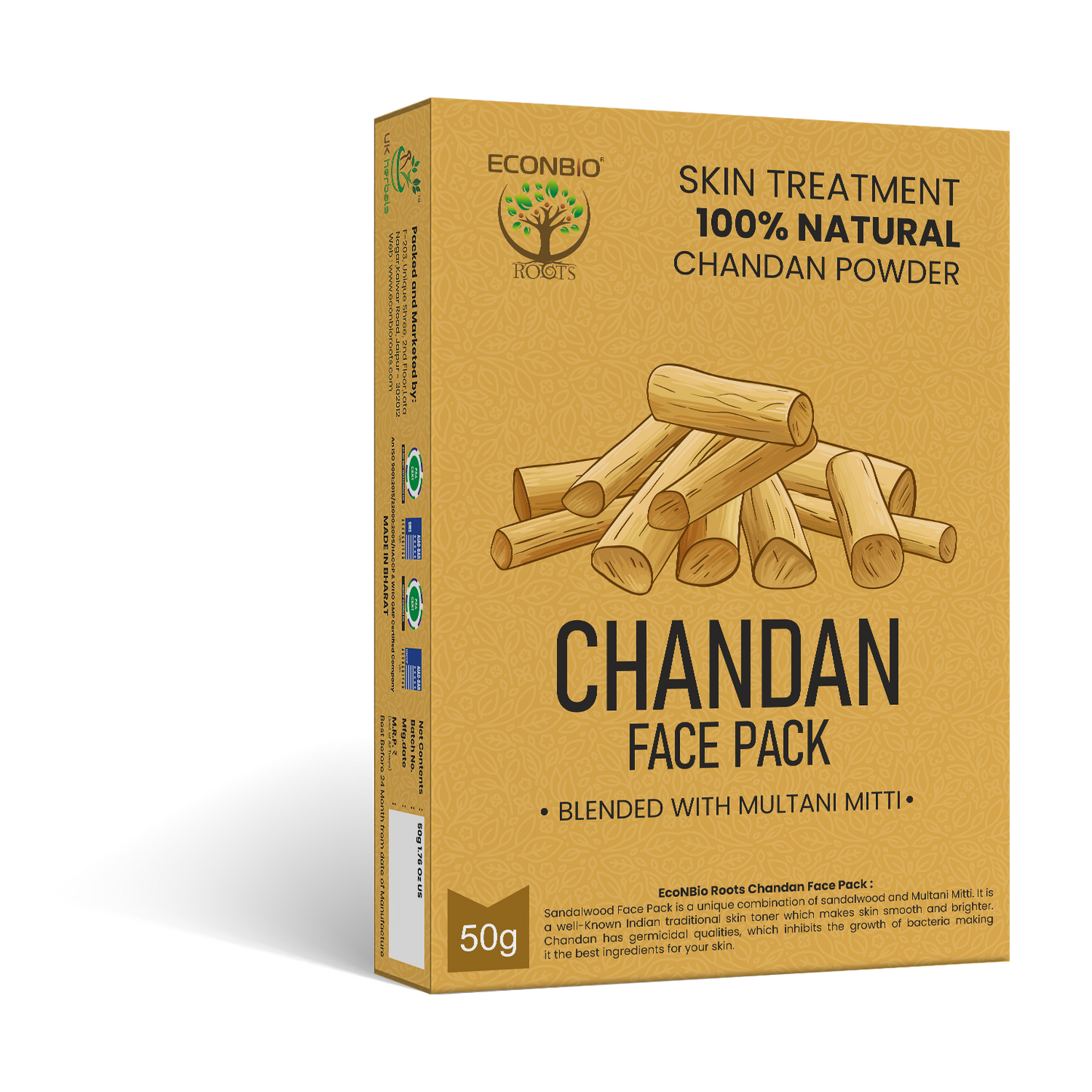 ECONBIO ROOTS 100% Natural Chandan/Sandalwood Face Pack 50g