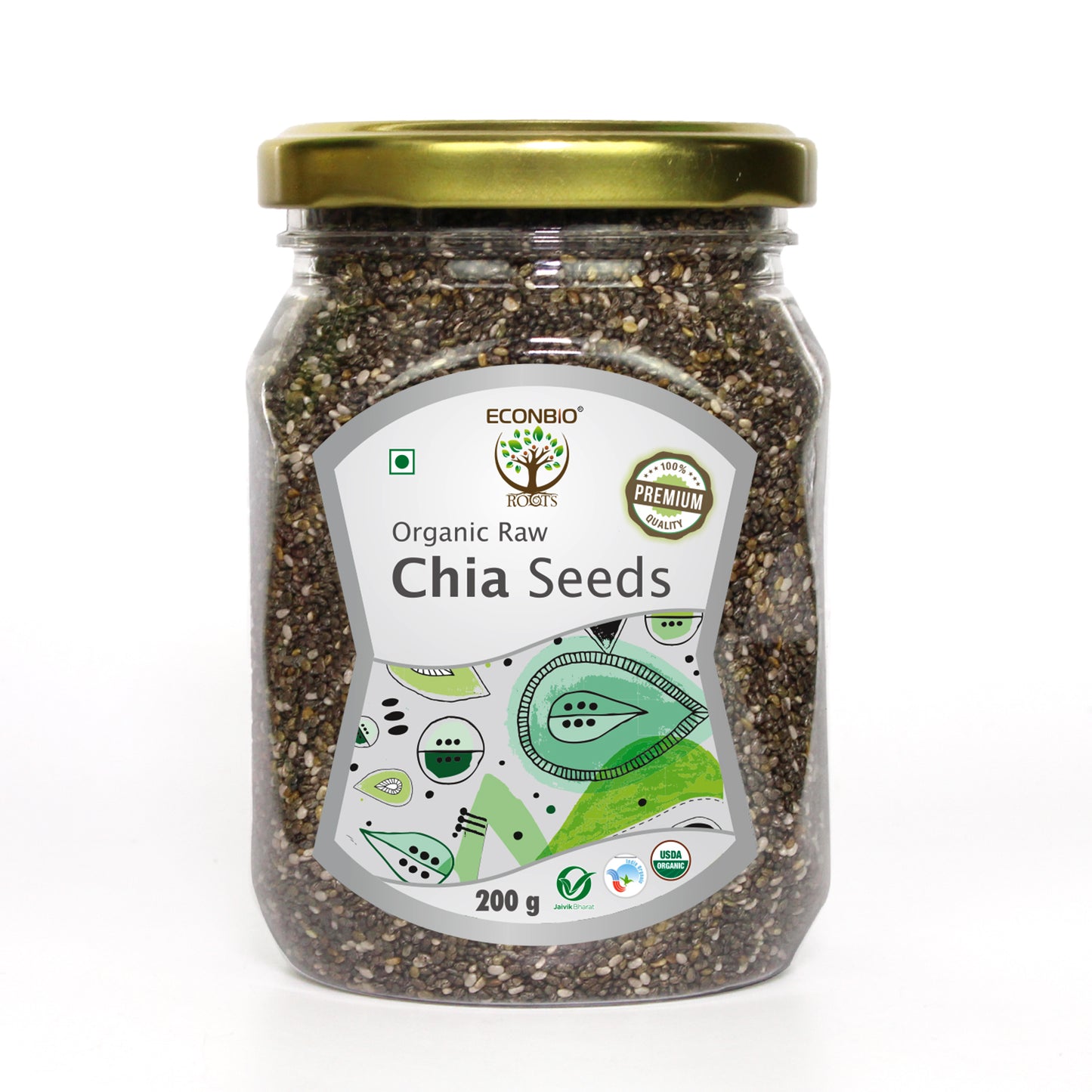 Econbioroots Certified Organic Raw Chia Seeds 200g