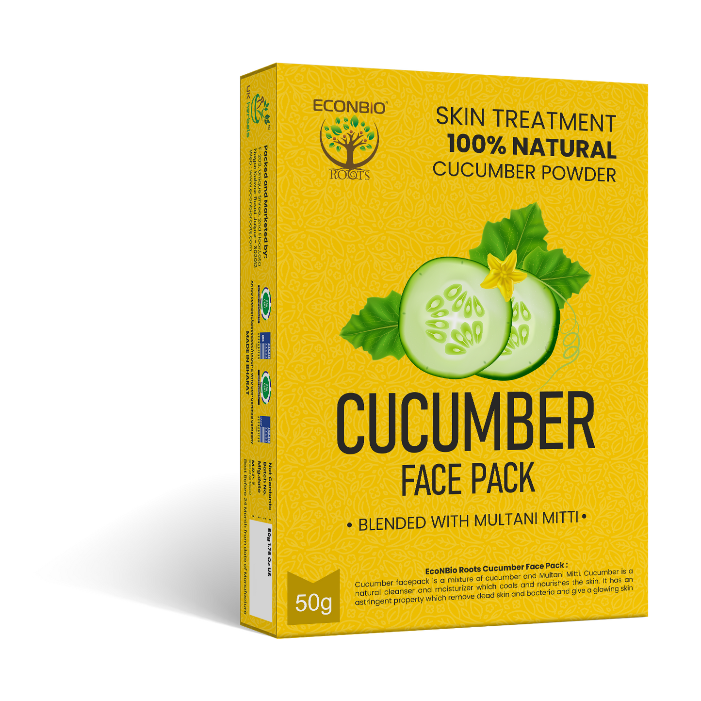 ECONBIO ROOTS 100% Natural Cucumber Face Pack 50g