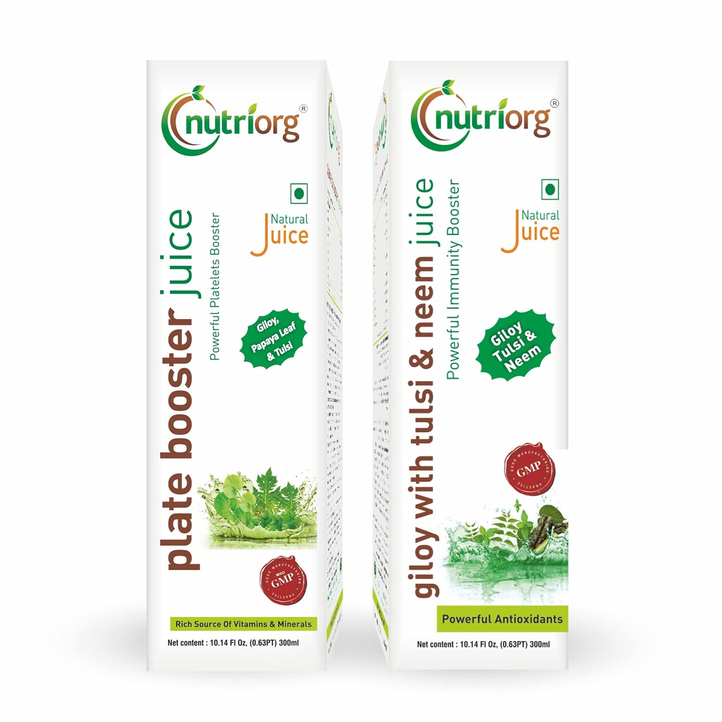 Nutriorg Plate booster & Giloy with Neem Tulsi 600ml (Pack of 2*300ml)