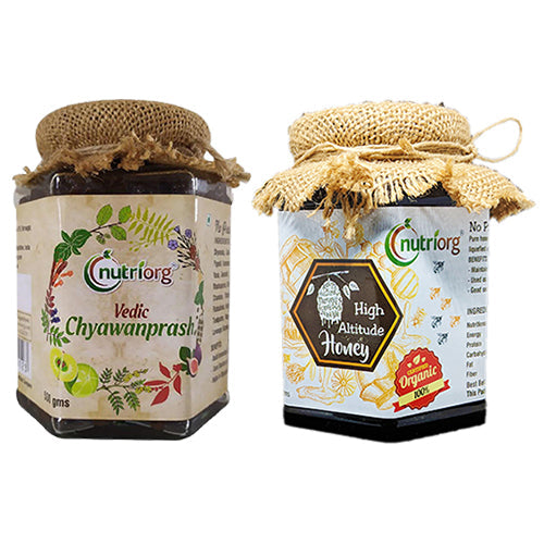 Nutriorg Certified Organic High Altitude Honey 500g with Vedic Chyawanprash 500g