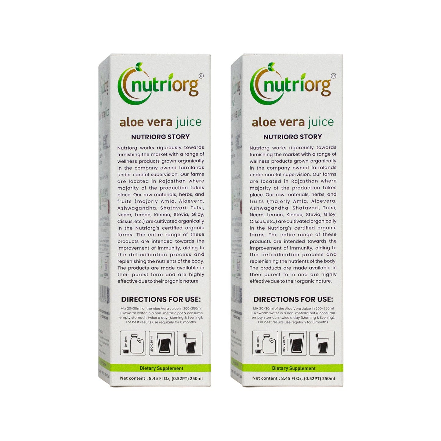 Nutriorg Aloe vera Juice 500ml (Pack of 2*250ml)