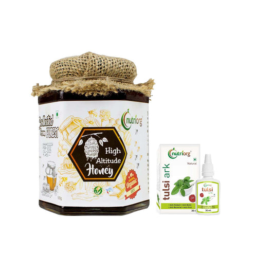 Nutriorg Tulsi Ark 30ml with Certified High Altitude Honey 500g