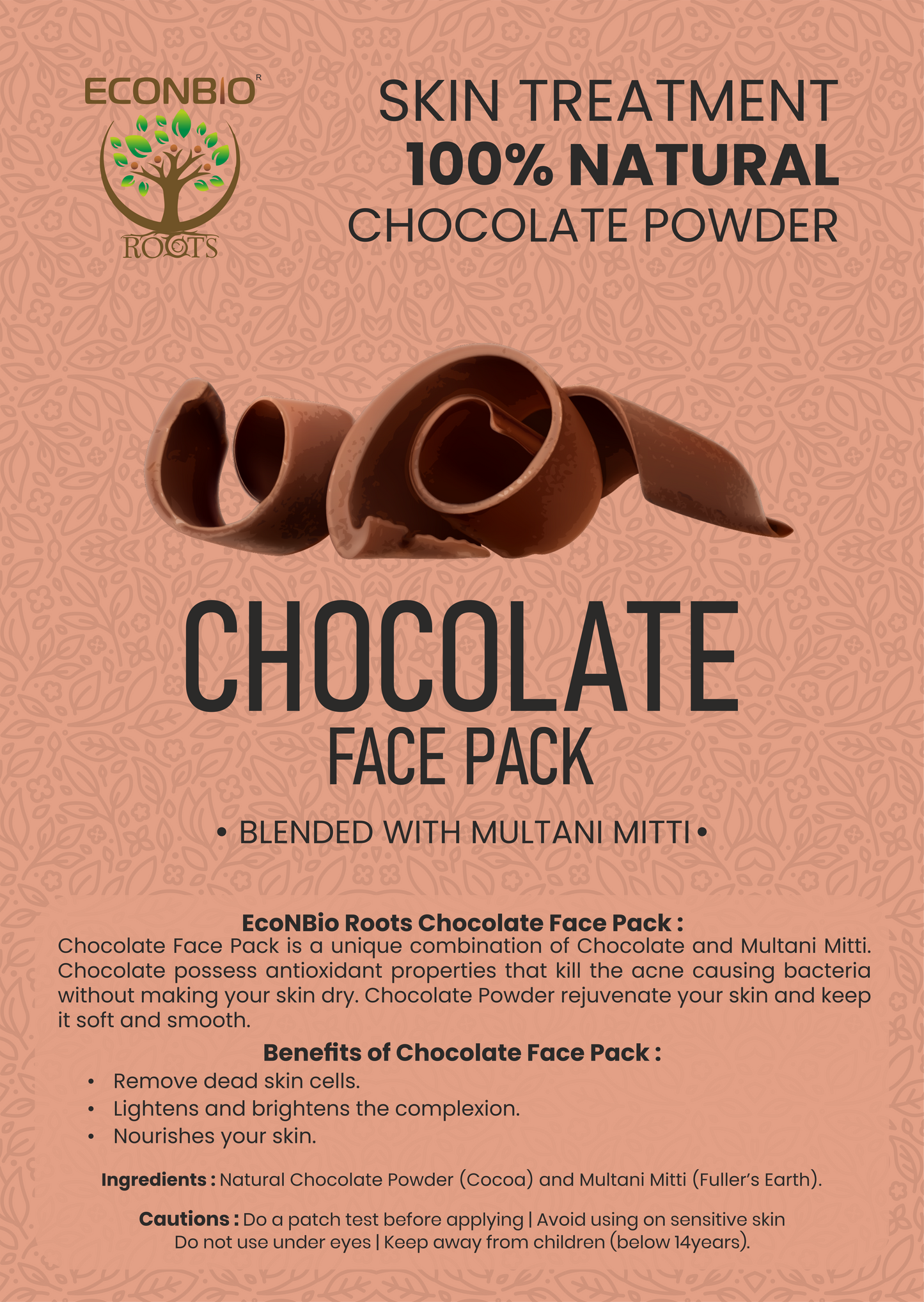 ECONBIO ROOTS 100% Natural Chocolate Face Pack 50g (Pack of 3)