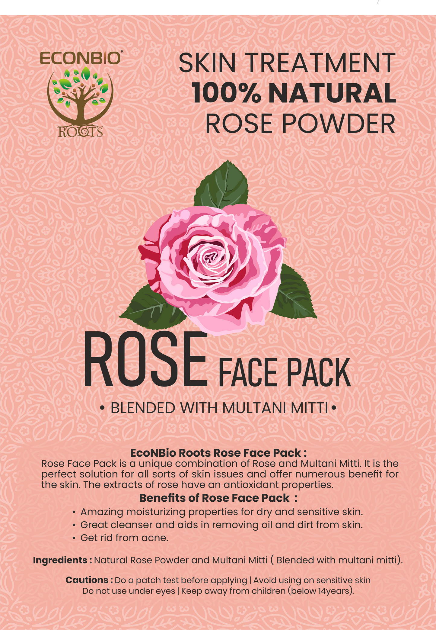 ECONBIO ROOTS 100% Natural Rose Face Pack 50g (Pack of 3)