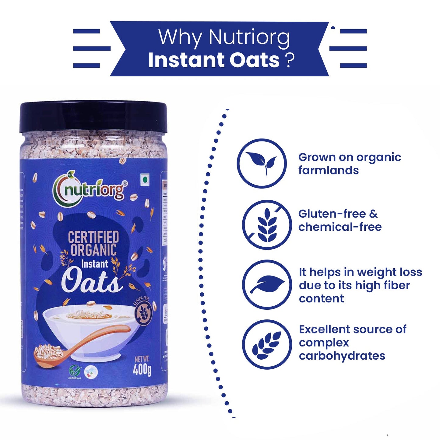 Nutriorg Certified Organic Instant Oats 400g