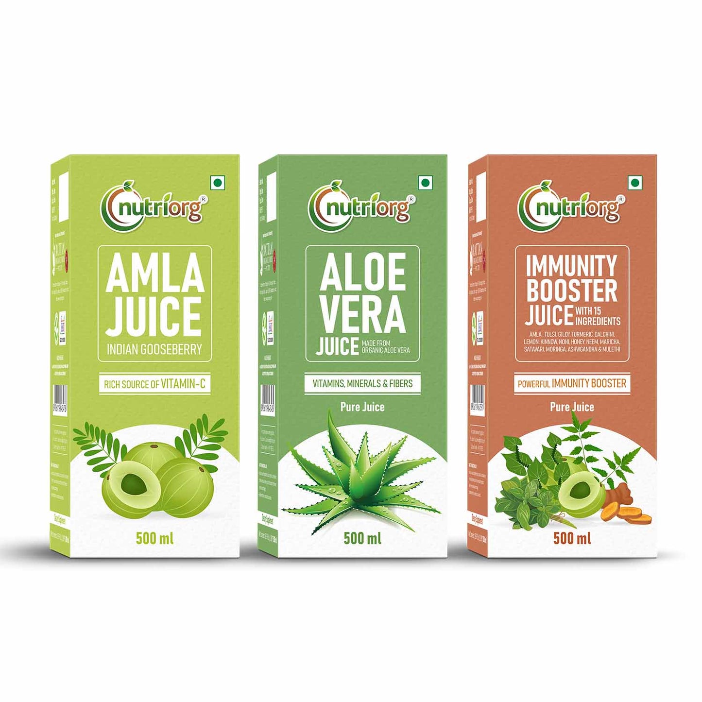 Nutriorg Immunity Booster Kit ( Amla Juice 500ml, Alovera Juice 500ml & Immunity Booster 500 ml juice)