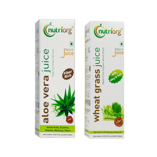 Nutriorg Aloe vera & Wheatgrass Juice 500ml (Pack of 2*250ml)