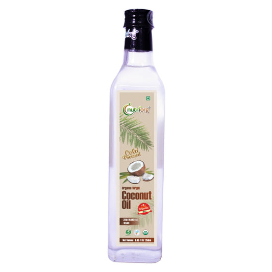 Nutriorg Certified Organic Virgin Coconut Oil 250 ml | Wooden Cold-Pressed Oil