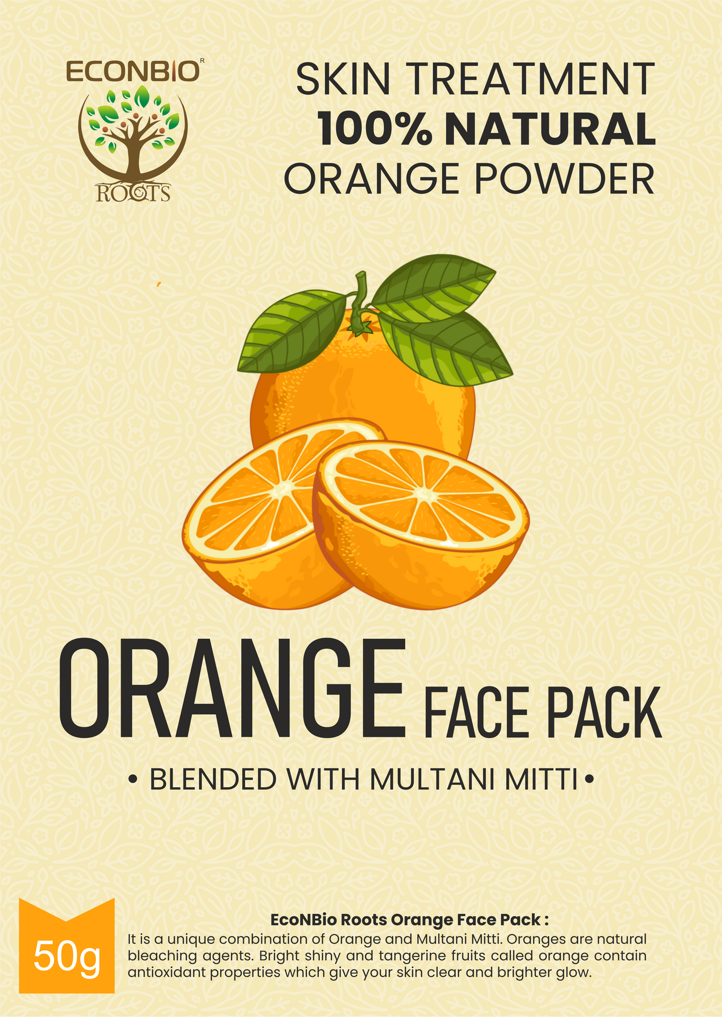 ECONBIO ROOTS 100% Natural Orange Face Pack 50g (Pack of 3)