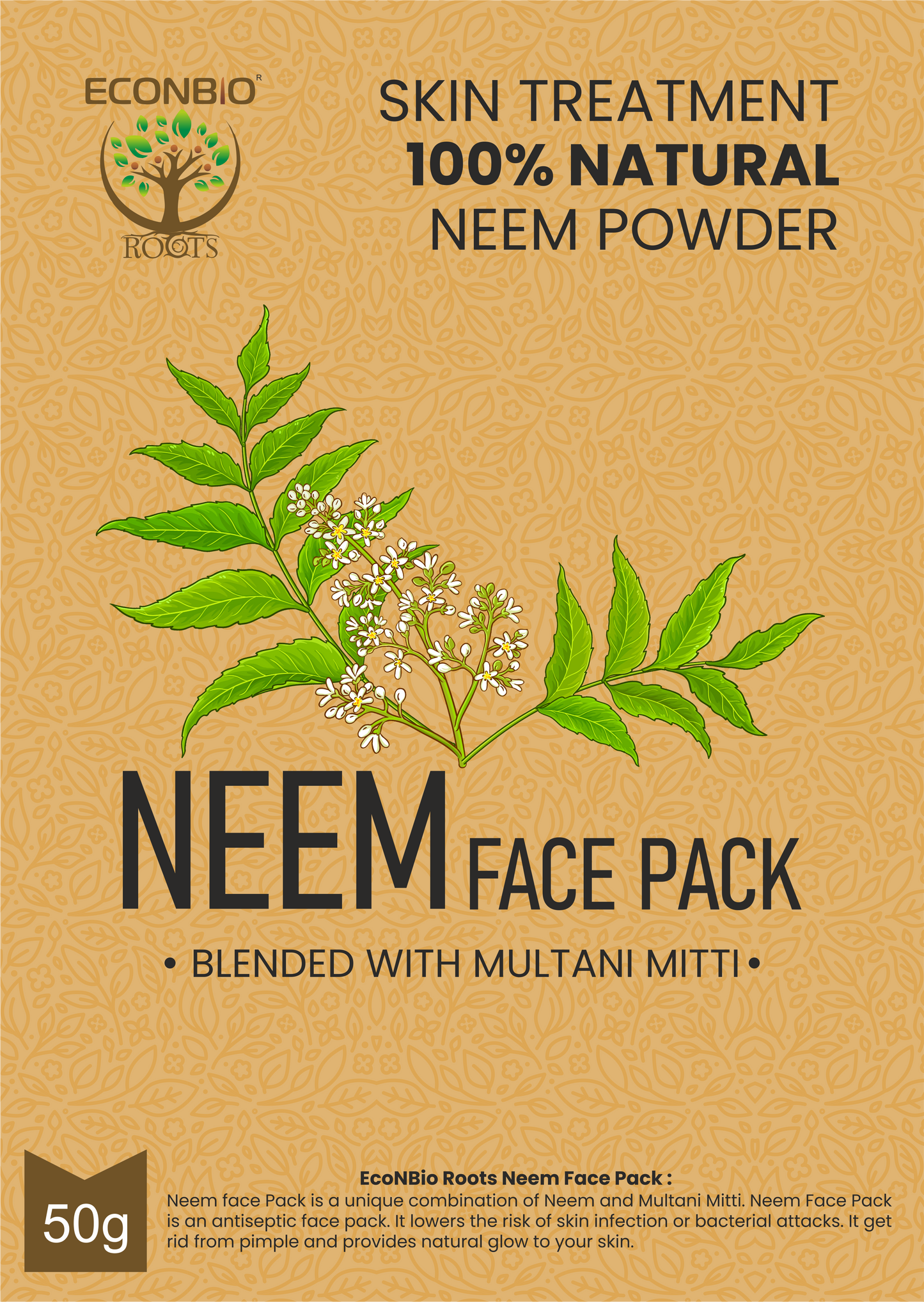 ECONBIO ROOTS 100% Natural Neem Face Pack 50g (Pack of 3)