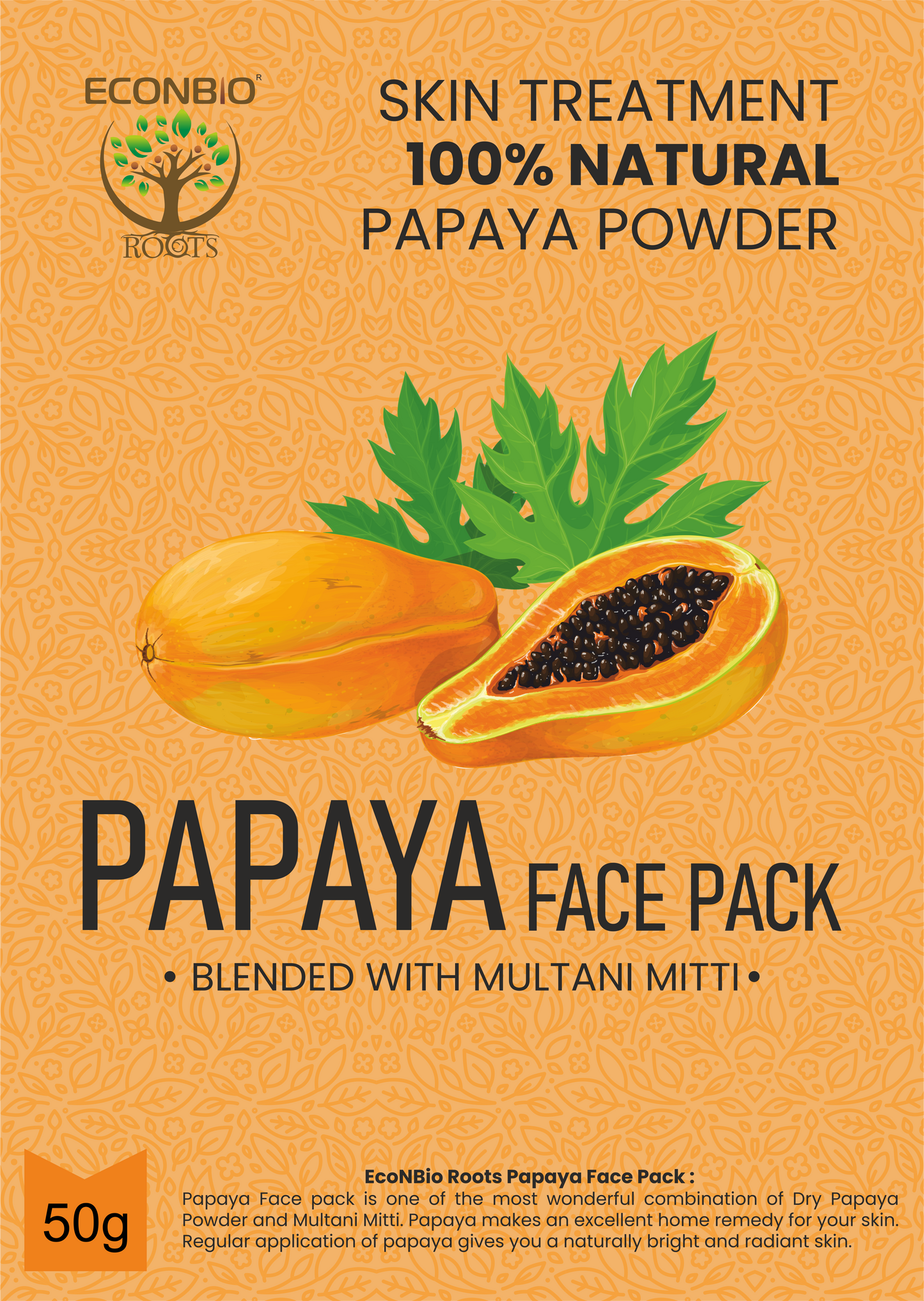 ECONBIO ROOTS 100% Natural Papaya Face Pack 50g (Pack of 3)