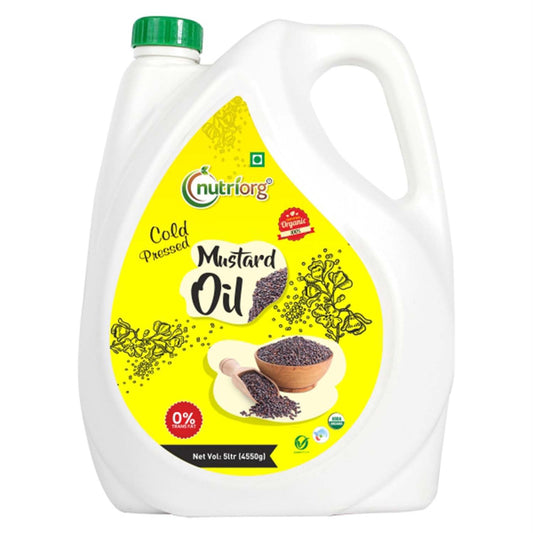 Nutriorg Certified Organic Mustard Oil- 5 Litre | Wooden Cold-Pressed Oil