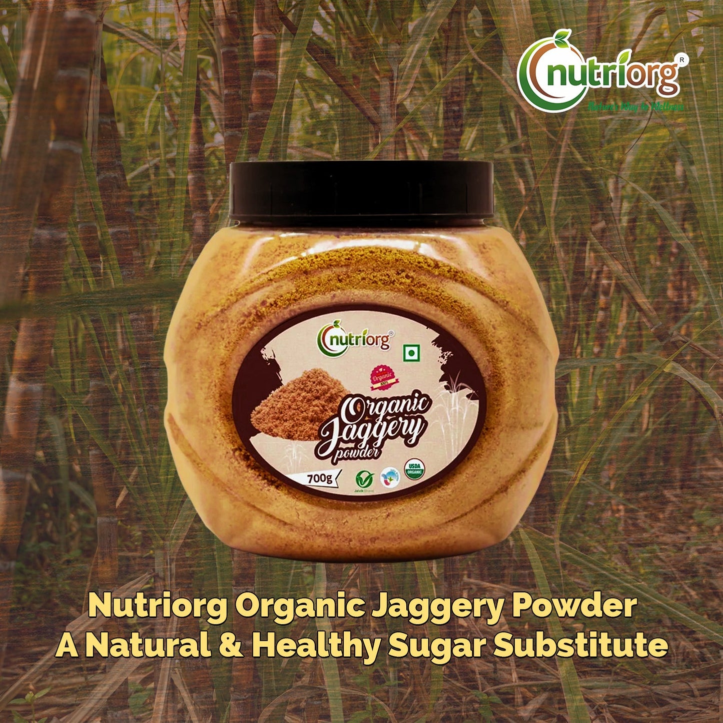 Nutriorg Certified Organic Jaggery Powder 1400gm (Pack of 2*700gm)