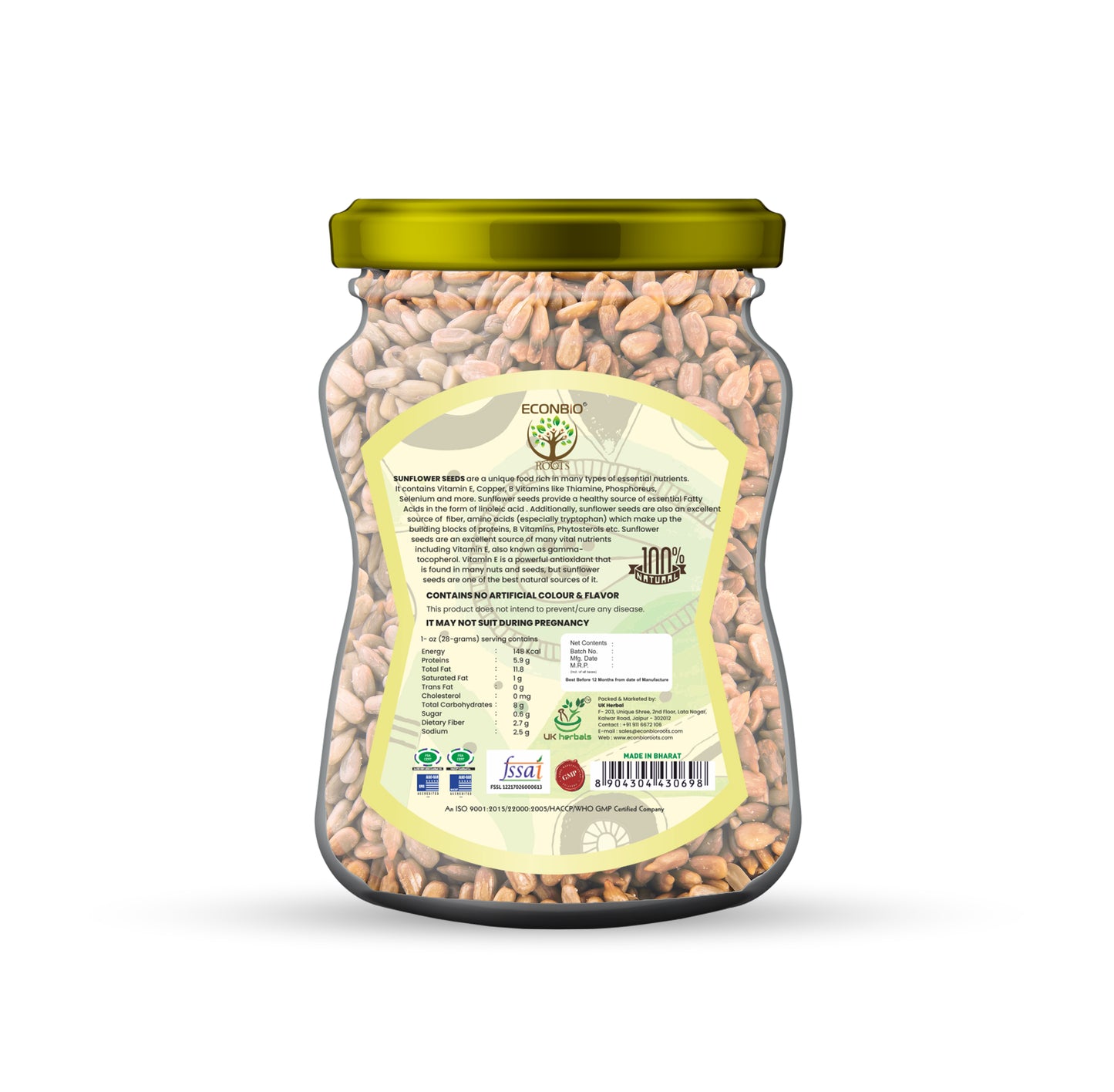 Econbioroots Raw Sunflower Seeds 150g